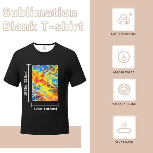 ORJ 5 PCS Adult Sublimation Blank T Shirt Unisex Polyester Shirts Crew Neck Short Sleeve for Sublimation Black T Shirt3