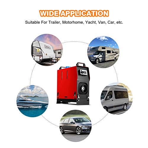 ALAVENTE Diesel Air Heater, All In 1 LCD Monitor Air Outlet Diesel Heater 5KW 12V Vehicle Heater for Car, Vans, Truck, RV, Boats, Trailer, Motorhome, Caravan