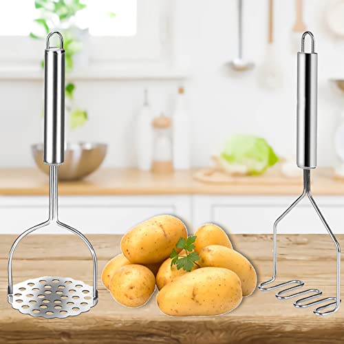 Tefrey 2 Pack Potato Masher, Heavy Duty Stainless Steel Potato Masher Kitchen Tool For Avocado, Mashed Potatoes, Beans, Vegetables Etc. #TOP5