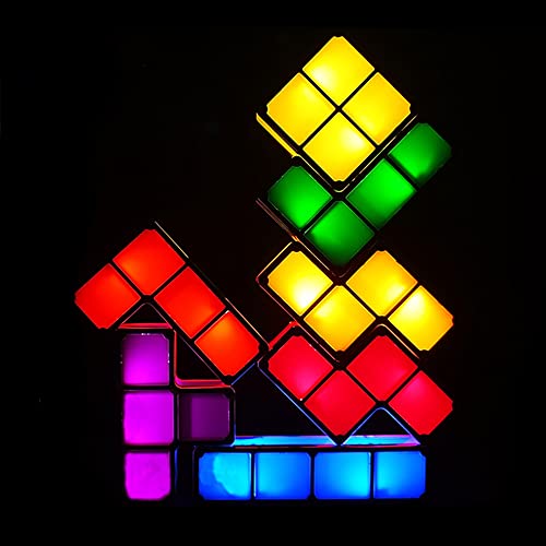 Tetris Lampe LED 7 couleurs - Induction - Jouets pour enfants - Lampe de bureau - Veilleuse de chambre à coucher - Décoration d'hôtel - Lumière ambiante (LED)