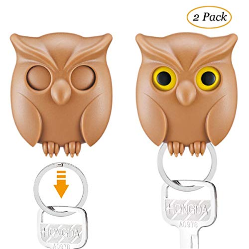 YOUDO - Juego de 2 Ganchos autoadhesivos para Llaves de Pared, diseño de búho