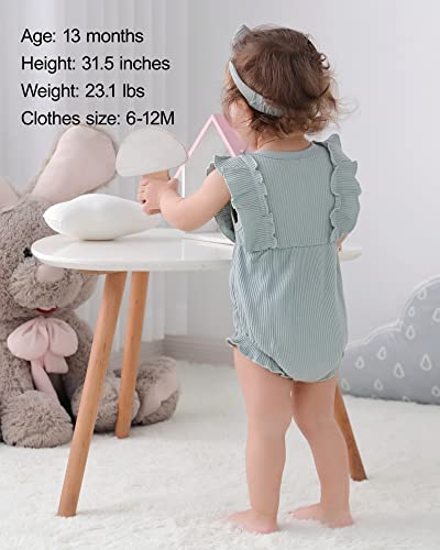 Yallet Newborn Baby Girls Clothes 0-18M Infant Girl Outfits Cute Little Girl Jumpsuit Button Solid Color Romper + Headband #TOP3