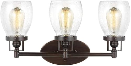 Miniatura 6 de Sea Gull Lighting 4114501-782 Belton - Lámpara de pared o bañera con pantalla de cristal transparente de seda, acabado en bronce, 4414504-962,