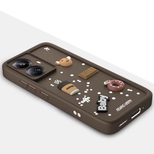 Image of Bintage Back Cover Compatible for Realme 10 Pro Plus 5G | Cute 3D Taddy Ball Bear Milk Cake Coffee Silicon Case Full Body & Camera Protection - Brown