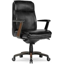 La-Z-Boy Dawson Modern Executive Office, Adjustable High Back Ergonomic Computer Chair with Lumbar Support, Black Bonded Leather with Wood Inlay
