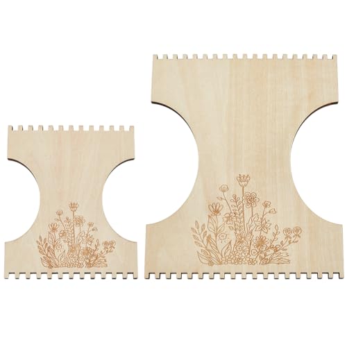 WEBEEDY 2 Sizes Wooden Weaving Loom for Adults Beginners,DIY Mini Hand Loom Basket Weaving Loom Tools Accessories for Hanging Decor Woven Tapestry Coaster Rug Mug Knitted Sewing Crafts Activity