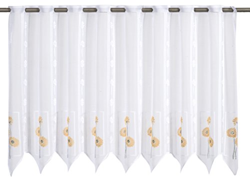 Elbersdrucke halbtransparente 25005 Bistrogardine weiß-bunt 60 x 160 cm 504018 Scheibengardine für Küche Küchenfenster Sichtschutz Cover