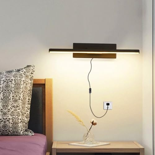 Apliques de pared LED con enchufe e interruptor de aluminio negro