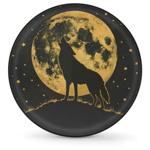 Image of Spare Tire Cover for RV Trailer, Moon Wolf Tire Covers Universal Fit for Travel Trailer Camper Jeep RV SUV Truck Waterproof Wheel Cover (17 inch for Diameter 31 inch - 33 inch)