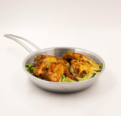 Image of Spillbox Stainless Steel Sandwich Triply Kadhai|Kadai|Wok|Nonstick 3-Layer Body| Steel Cookware|Induction Safe|Dishwasher Safe|Food Grade |Heavy |FryPan |Curry |Stirfry|Deepfry-FryPan(Small-Dia:22cm)