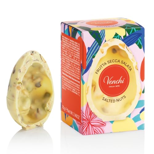 Venchi - Œuf Mignon au Chocolat Blanc Salé, 70 Gr, avec Pistaches, Amandes et 