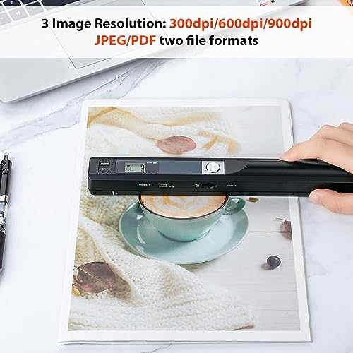 Scanner Portátil, Scanner Portátil para Foto A4, Documentos, Recibos, Livros, Formato JPG, PDF, 900D