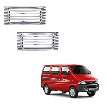 Bigwheels Stylish Car Side Lamp/Indicator Rim Sticker Grill/Jali Type Chrome Finishing Cover Auto Car Exterior Accessories Suitable For Maruti Eeco (Set of 2Pc; Silver)
