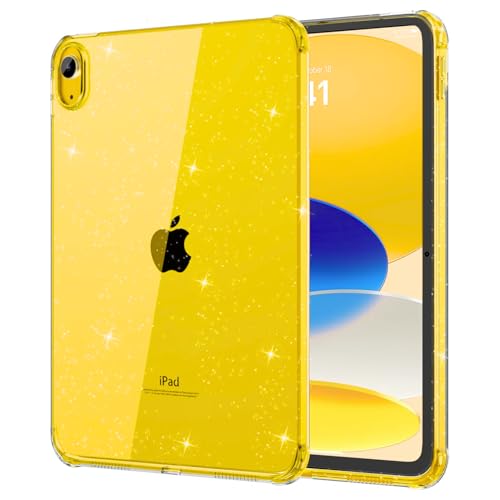 Image of MOCA Case for iPad 6th 5th Generation (iPad 9.7 inch, 2018 /2017), AIR 2 Impact Resistant, Slim, Lightweight Glitter Case (Yellow, ipad 9.7 inch)