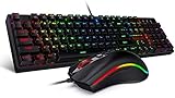 Redragon K582-BA Wired Mechanical Gaming Keyboard & M711 Cobra Gaming Mouse Combo, 10,000DPI, 7 Programmable Buttons, RGB LED Backlit Keyboard Mouse Set for PC, Laptop, Computer (Renewed)