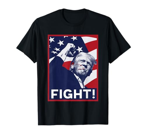 Trump Fight! Fist Pump US Flag Poster 2024 T-Shirt