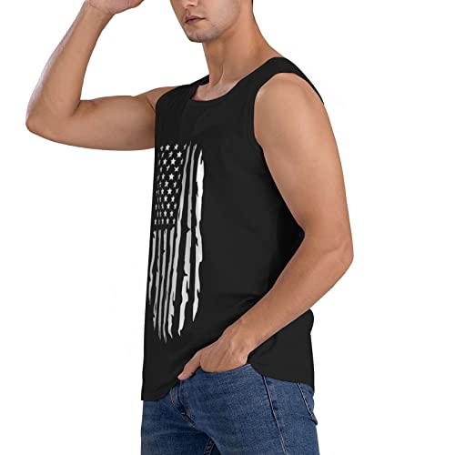 Shanvanke American Flag Tank Top, 4Th Of July Tank Tops For Men, Patriotic Usa Beach Summer Sleeveless Shirts Tees Black #TOP4