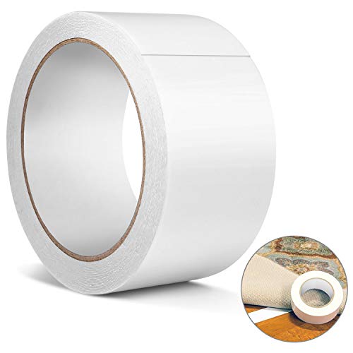 Double Sided Carpet Tape, Heavy Duty Rug Gripper Anti Slip Adhesive for Rugs, Carpets, Mats, Strongest Hold for Hard Wood Floors, Tile, Concrete, Stair Treads, All Flooring,(Removable)(2 Inch*10 Yard)