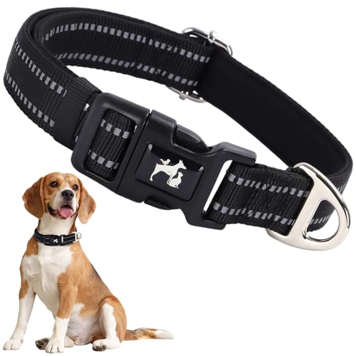 Reflective Nylon Collar for XL Dogs – ONEFOJOJO Black XL