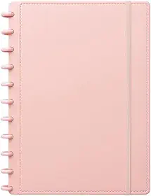 Caderno Inteligente A4 com 80 Rosa, Folhas Pautadas 215x280mm, Sistema de Discos, Capa Rígida, Papel 80g, Refil Removível, Ideal para Estudo e Escritório