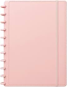 Caderno Inteligente A4 com 80 Rosa, Folhas Pautadas 215x280mm, Sistema de Discos, Capa Rígida, Papel 80g, Refil Removível, Ideal para Estudo e Escritório