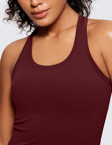 Image of CRZ YOGA Butterluxe Racerback Tank Waist Length | Yoga, Extremely Soft, Tight Fit, Scoop Neck, Sleeveless Tops for Women