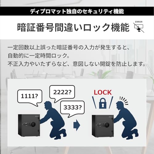 ディプロマット 60分耐火耐水金庫 タッチパネル式ロック 19L A4 HTPシリーズ 盗難防止アラーム付き 119HTPWR の商品画像 12