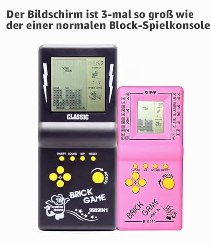 CZT Spielkonsole aus Ziegelstein, großes Display, nostalgisches Puzzle, klassisch, integriert, 23 Spiele, Geschwindigkeit / Schwierigkeitsgrad verstellbar, Stromversorgung über 2 AA-Batterien (Nicht