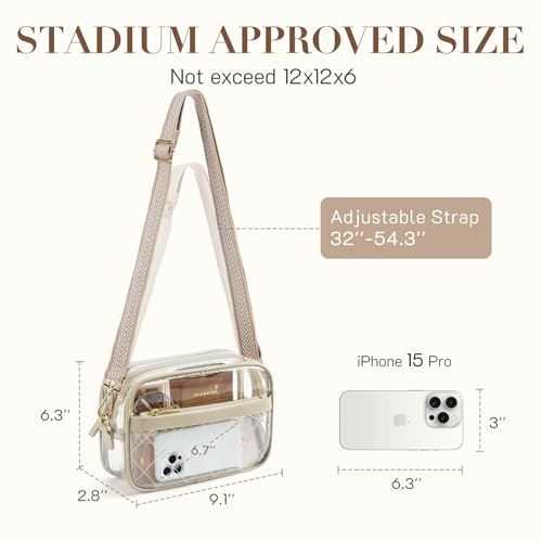 Image of Missnine Clear Bag for Stadium Events Quilted Clear Purse for Women Stadium Approved PVC Crossbody Concert Bag
