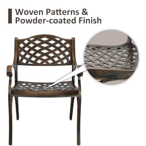 Patio-In WYPAC103BR Cast Aluminum Patio Chairs Set Of 2,Metal Bistro Dining Chair thumb #4