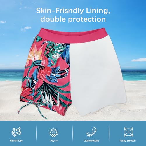 Image of Girls Swimsuit Long Sleeve Rash Guard Bathing Suit Two Piece Swimwear Swimming Tops and Ruched Shorts 4-13t