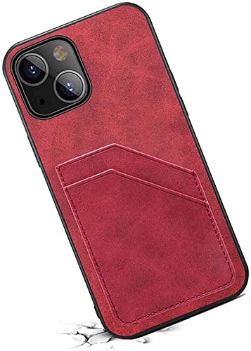 Coque iPhone 13 Mini rouge en cuir avec porte-cartes et protection d'écran