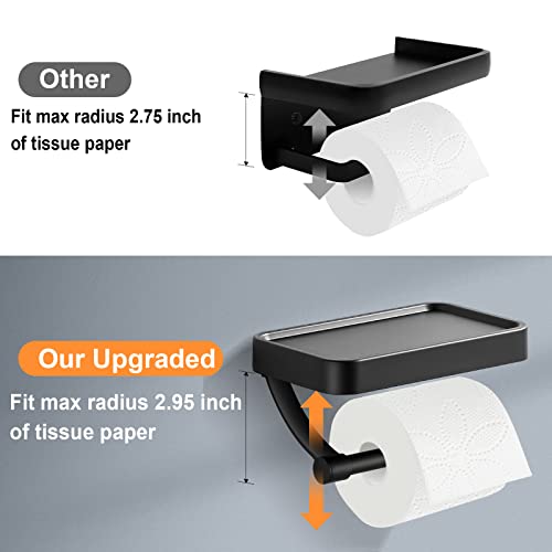 Toilet Paper Holder With Phone Shelf, Durmmur Sus304 Stainless Steel Toilet Paper Holder Wall Mount, Adhesive & Screw Toilet Paper Roll Holder, Bathroom Toilet Tissue Roll Holder With Shelf (1 Pack) #TOP4