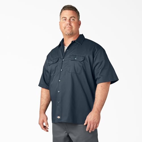 Image of Dickies Men's Short Sleeve Work Shirt - Durable Twill Button Down Shirts for Men, Lightweight Uniform for Daily Wear