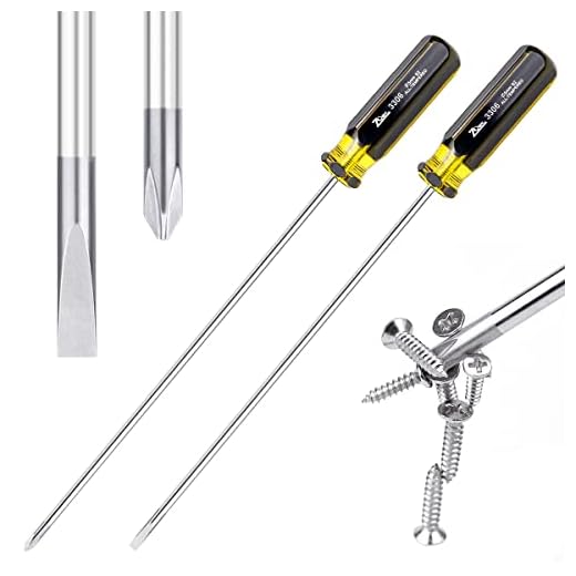 FERCAISH Slotted and Phillips Screwdriver, 2 PCS 15" Long Screwdriver Set - Cross-head Screwdriver & Flat Blade Screwdriver, High Strength Magnetic Screwdriver
