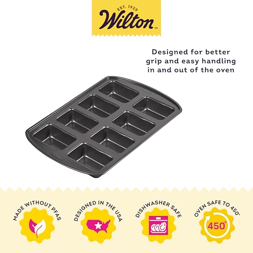 Wilton Gold Premium Non-Stick Warp-Resistant Bakeware, Made without PFAs, Mini Loaf Pan, 8-cavity, 15 x 10 x 1.5 in, Packaging May Vary - Image 4