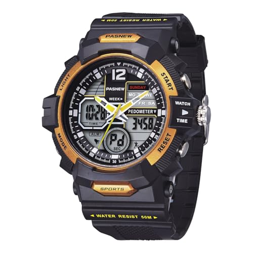 Image of PASNEW Boys' Watches - Dual Display, Large Dial Sport Watch, Black Outdoor Watch for Boys & Teens - Waterproof