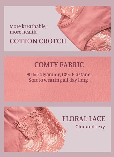 Sexy Panties For Women Lacy Underwear Women Cheeky Panties High-Waist Sexy Lace Womens Solid Underpants Pack4