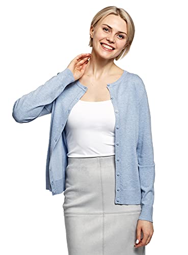 oodji Collection Mujer Chaqueta de Punto con Botones, Azul, ES 40 / M Cover