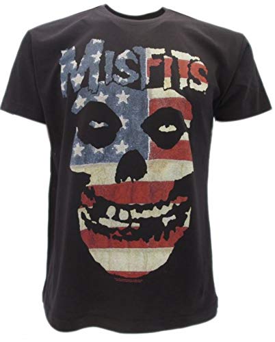AC/DC T-shirt original Misfits crâne USA Skull avec étiquette et étiquette d'origine, Noir , X-Small