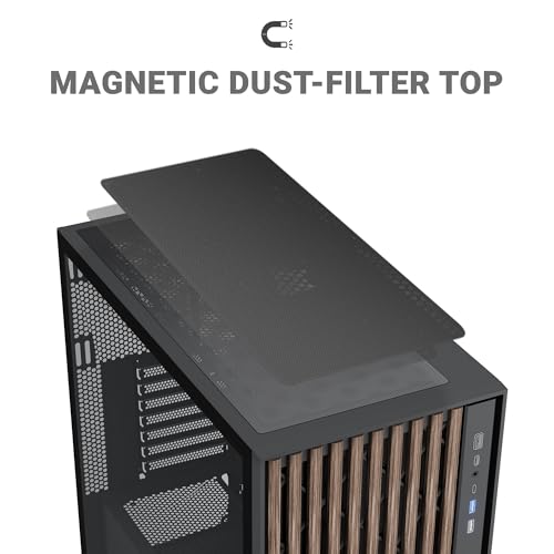 Image of Ant Esports Zen Wood C3 Mid-Tower Computer Case /Gaming Cabinet - Black | Support ATX, Micro-ATX, Mini-ITX