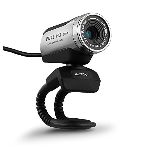 AUSDOM 1080P HD USB Webcam with Built-in Microphone,12.0MP, Auto Exposure, Digital Zoom, Clip-On/Freestanding Network Computer Camera Web Cam for Laptop/Desktop/Skype /FaceTime/Youtube/Yahoo Messenger