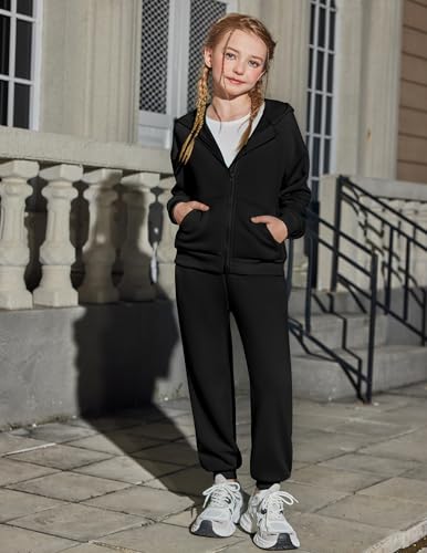 Arshiner Girls 2 Piece Outfits Jogger Sets Zip Up Hoodie Sweatshirts and Sweatpants with Pockets Tracksuits Sweatsuits2