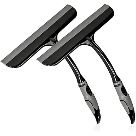 Hausfelder shower squeegee black, 2 bathroom squeegees for shower, silicone shower screen cleaner 25 cm wide Cover