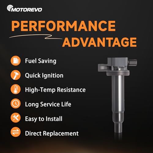 image for Motorevo Ignition Coil Pack and Iridium Spark Plugs Set of 4, Compatib