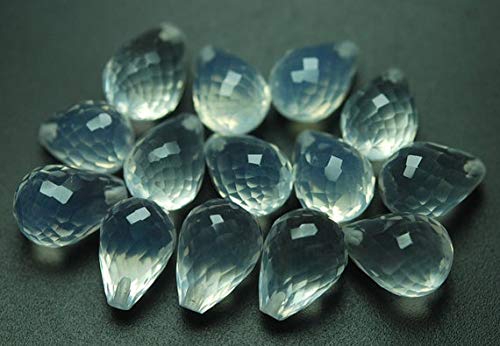 Quartz glace naturel taillé en gouttes briolettes 10x14mm lot de 3 paires