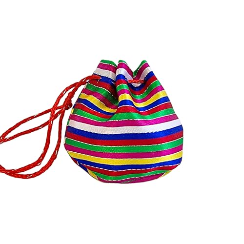 Seoulful Vintage Mini Korean Saekdong Pouches - 4-Piece Bokjumeoni Lucky Bag Set with Colorful Stripes - Hanbok Color Block Fortune Chuseok Gifts2