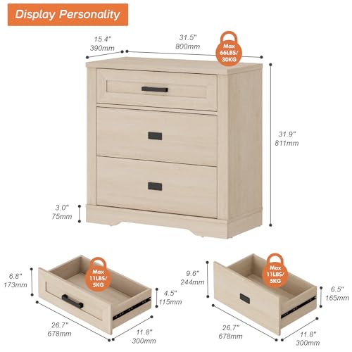 Image of WAMPAT 32-inch Tall Large Wooden Nightstand with Drawers