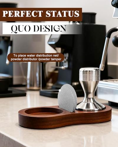 Image of Tamping Station, Walnut Espresso Tamping Station, Espresso Accessories Organizer Compact Coffee Tamper Holder Coffee Maker Tool