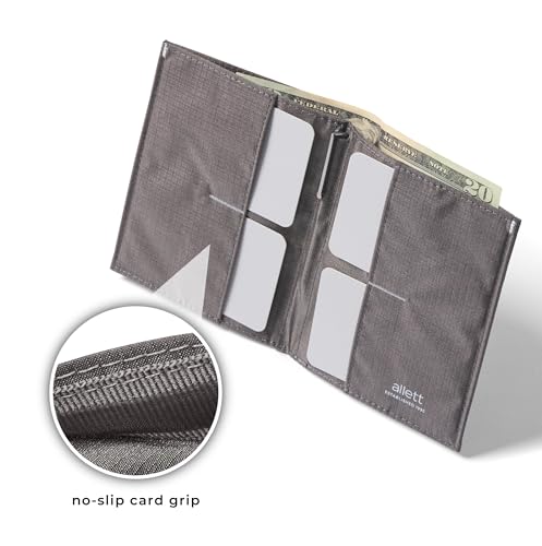Image of Allett Original Wallet, Charcoal Grey | Nylon, RFID Blocking, Thin Bifold, Minimalistic, Front Pocket | Holds 4-24+ Cards, Bills, Receipts | Wallets for Men & Women